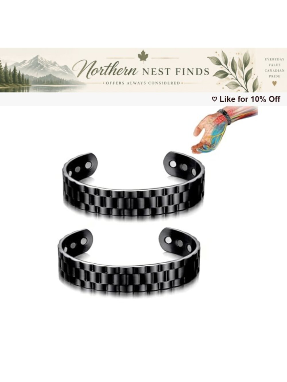 2 Pack Magnetic Copper Prostate Band Bracelets Men Adjustable Open Cuff